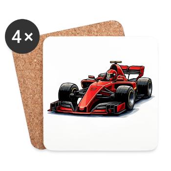  Rennwagen Grafik - Untersetzer (4er-Set) - Weiß - Vorne