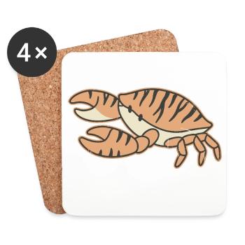 Orange Crab Striped Cartoon Tiger Stripes - Untersetzer (4er-Set) - Weiß - Vorne