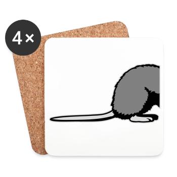 Ratte Rückseite Halb Lustig Schwanz Nagetier Tier - Untersetzer (4er-Set) - Weiß - Vorne