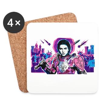 Neon Knight with Heart Shield - Coasters (set of 4) - white - Front