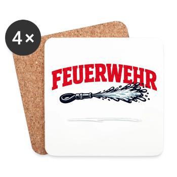 Feuerwehr Lösch Spruch - Untersetzer (4er-Set) - Weiß - Vorne