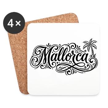 Mallorca Schrift Palmen - Untersetzer (4er-Set) - Weiß - Vorne