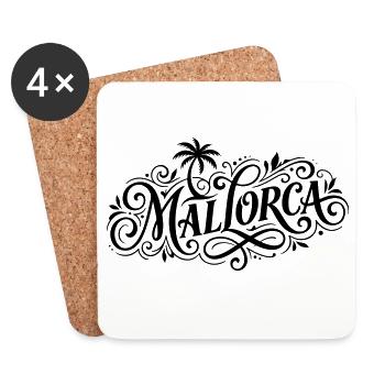 Mallorca Palmen Schriftzug - Untersetzer (4er-Set) - Weiß - Vorne