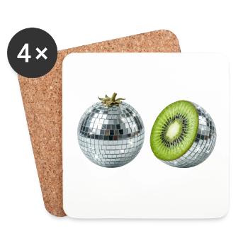 Balle Miroir Disco Kiwi - Dessous de verre (lot de 4) - blanc - Devant