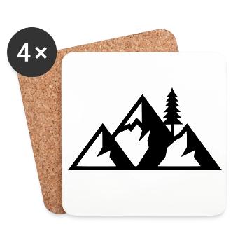 Mountains Fir Forest Silhouette - Coasters (set of 4) - white - Front