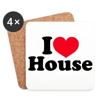 I Love House - Untersetzer (4er-Set) - Weiß - Vorne