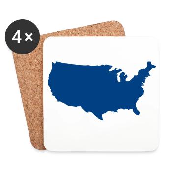 Carte des États-Unis - Dessous de verre (lot de 4) - blanc - Devant