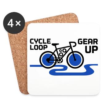 Motivational Gear Up Bicycle Loop - Coasters (set of 4) - white - Front
