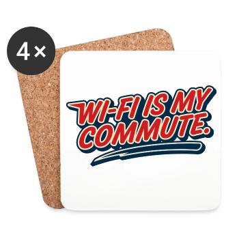 Wi-Fi Commute Home Work Humor Geek - Coasters (set of 4) - white - Front
