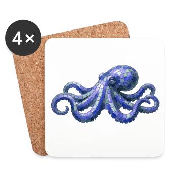 Mosaik Oktopus - Maritimes Design für Meeresfans - Untersetzer (4er-Set) - Weiß - Vorne