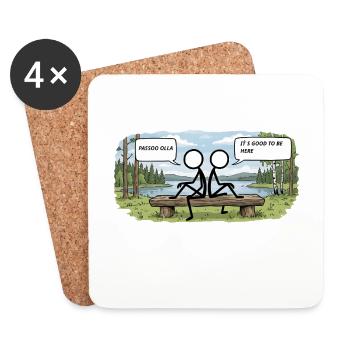 Savo Guys Duo 7 Lakescape bench discussion - Coasters (set of 4) - white - Front