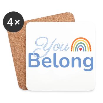 You Belong Rainbow Heart Design Blue - Coasters (set of 4) - white - Front