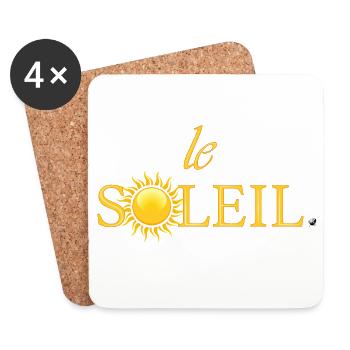 Illustration du soleil doré intégrée dans un mot - Dessous de verre (lot de 4) - blanc - Devant