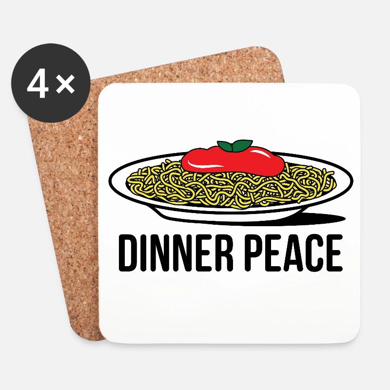 Pop Art Spaghetti mit Tomatensauce - Untersetzer (4er-Set) - Weiß