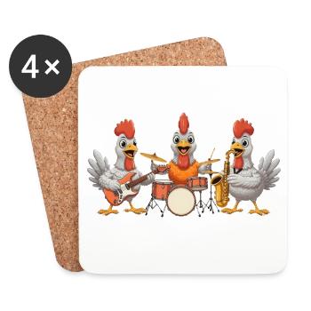 Musique des poules - Dessous de verre (lot de 4) - blanc - Devant