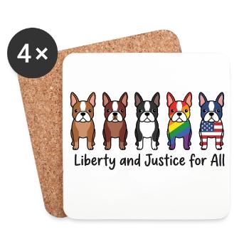 LGBTQ Pride Month With Liberty and Justice for All - Coasters (set of 4) - white - Front