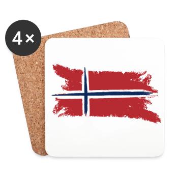 Drapeau norvégien en Scandinavie - Dessous de verre (lot de 4) - blanc - Devant