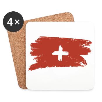 Schweiz Fahne Reisen Wandern - Untersetzer (4er-Set) - Weiß - Vorne