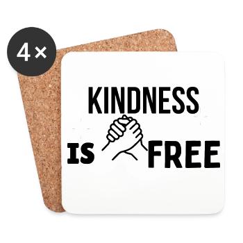 La gentillesse est gratuite – Minimal Handshake Typographie T- - Dessous de verre (lot de 4) - blanc - Devant