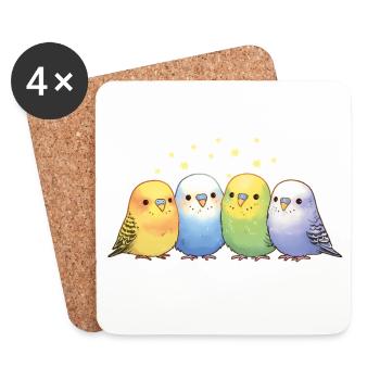 Budgies - Dessous de verre (lot de 4) - blanc - Devant