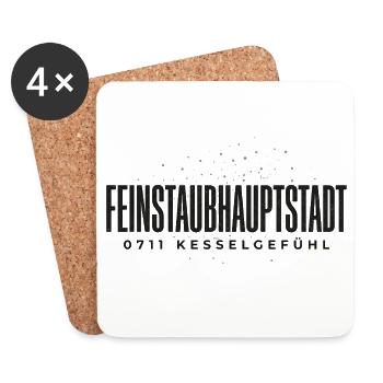 Stuttgart 0711 Kessel Power Schwaben Hauptstadt - Untersetzer (4er-Set) - Weiß - Vorne