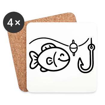Club de pêche au poisson drôle de pêche - Dessous de verre (lot de 4) - blanc - Devant