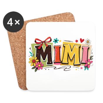 Mimi Granny Flowers Gift Retro Grandma - Coasters (set of 4) - white - Front