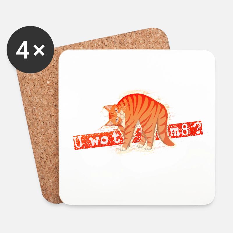 U wot m8 - Orange Katze - Untersetzer (4er-Set) - Weiß