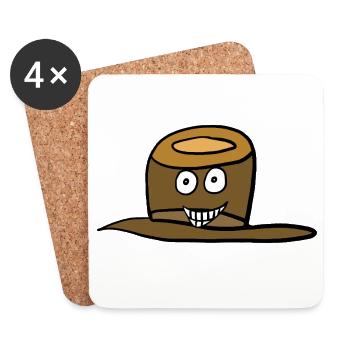 Funny funny hat face - Coasters (set of 4) - white - Front