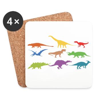 Colorful dinosaurs - Coasters (set of 4) - white - Front