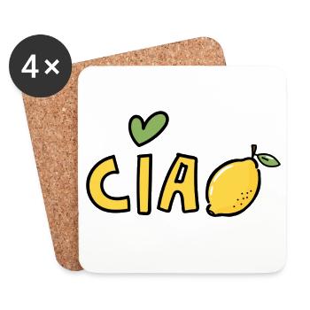 Ciao Lemon Bella Italia Sicilian Dolce Vita - Dessous de verre (lot de 4) - blanc - Devant