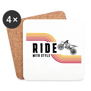 Moto rétro vintage - Dessous de verre (lot de 4) - blanc - Devant