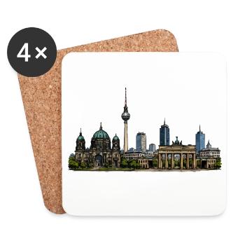 Berliner Skyline Illustration - Untersetzer (4er-Set) - Weiß - Vorne