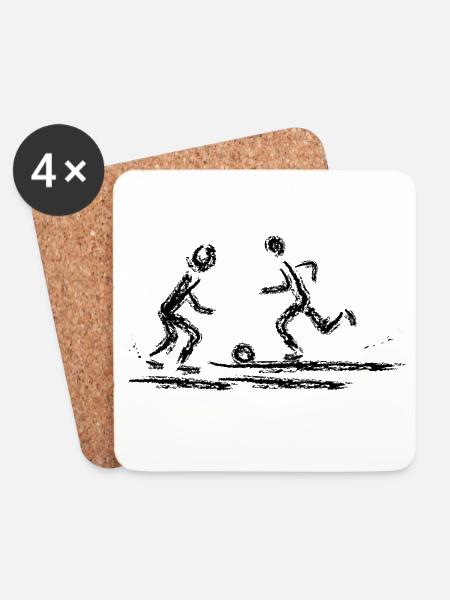 Fußball Zweikampf | Abstrakter Sport-Kunst - Untersetzer (4er-Set) - Weiß
