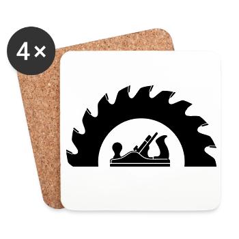 Carpenter Saw Blade Planer Logo - Coasters (set of 4) - white - Front