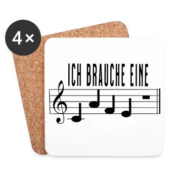 Ich brauche eine Cafe Pause für Musiker Noten - Untersetzer (4er-Set) - Weiß - Vorne