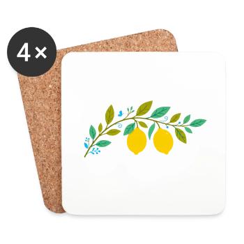 Illustration de la branche de citron - Dessous de verre (lot de 4) - blanc - Devant
