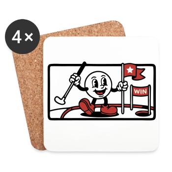 Minigolf Retro Cartoon Golfball JGA Team - Untersetzer (4er-Set) - Weiß - Vorne