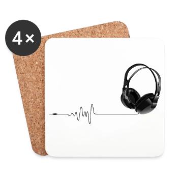 Lifeline Music Headphone ECG DJ - Dessous de verre (lot de 4) - blanc - Devant