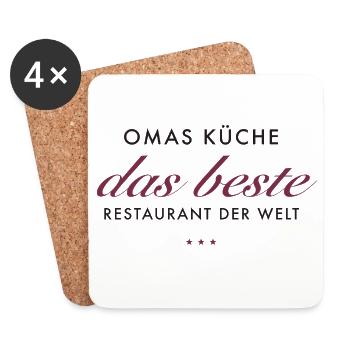 Omas Küche Das Beste Logo - Untersetzer (4er-Set) - Weiß - Vorne