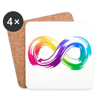 Coup de pinceau Rainbow Infinity - Dessous de verre (lot de 4) - blanc - Devant