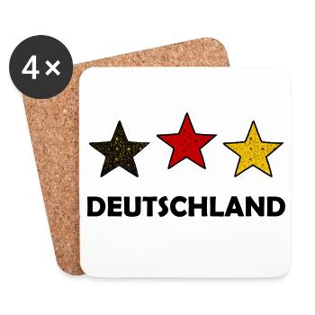 Drei farbige Sterne Deutschland - Untersetzer (4er-Set) - Weiß - Vorne