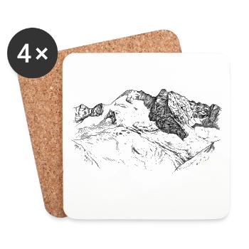 Olperer Zillertaler Tyrol Conception des Alpes - Dessous de verre (lot de 4) - blanc - Devant