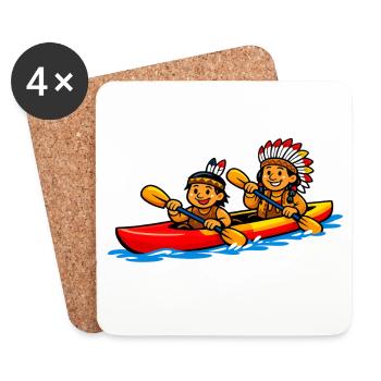 Indians paddling - Coasters (set of 4) - white - Front