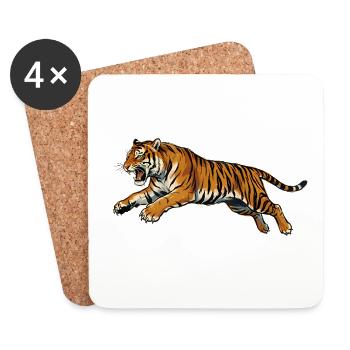 Style artistique rétro de Tiger - Dessous de verre (lot de 4) - blanc - Devant