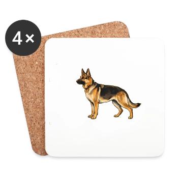 Berger allemand. Style rétro - Dessous de verre (lot de 4) - blanc - Devant