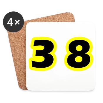 Symbole du chiffre 38 - Dessous de verre (lot de 4) - blanc - Devant
