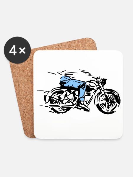 biker - Coasters (set of 4) - white