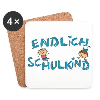 Endlich Schulkind  bunter Schulstart - Untersetzer (4er-Set) - Weiß - Vorne