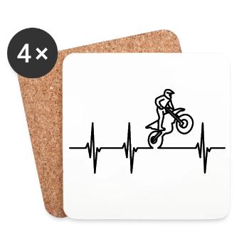 Heartbeat Motocross - Dessous de verre (lot de 4) - blanc - Devant